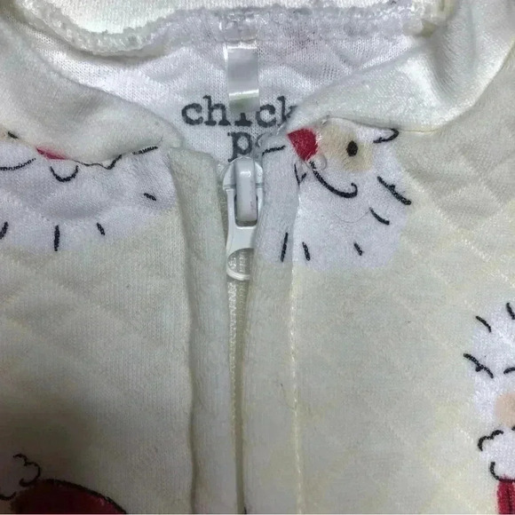 Chick Pea Footed Onesie Christmas Santa Pajamas Zippered White & Red 3-6 Months - Picture 8 of 16